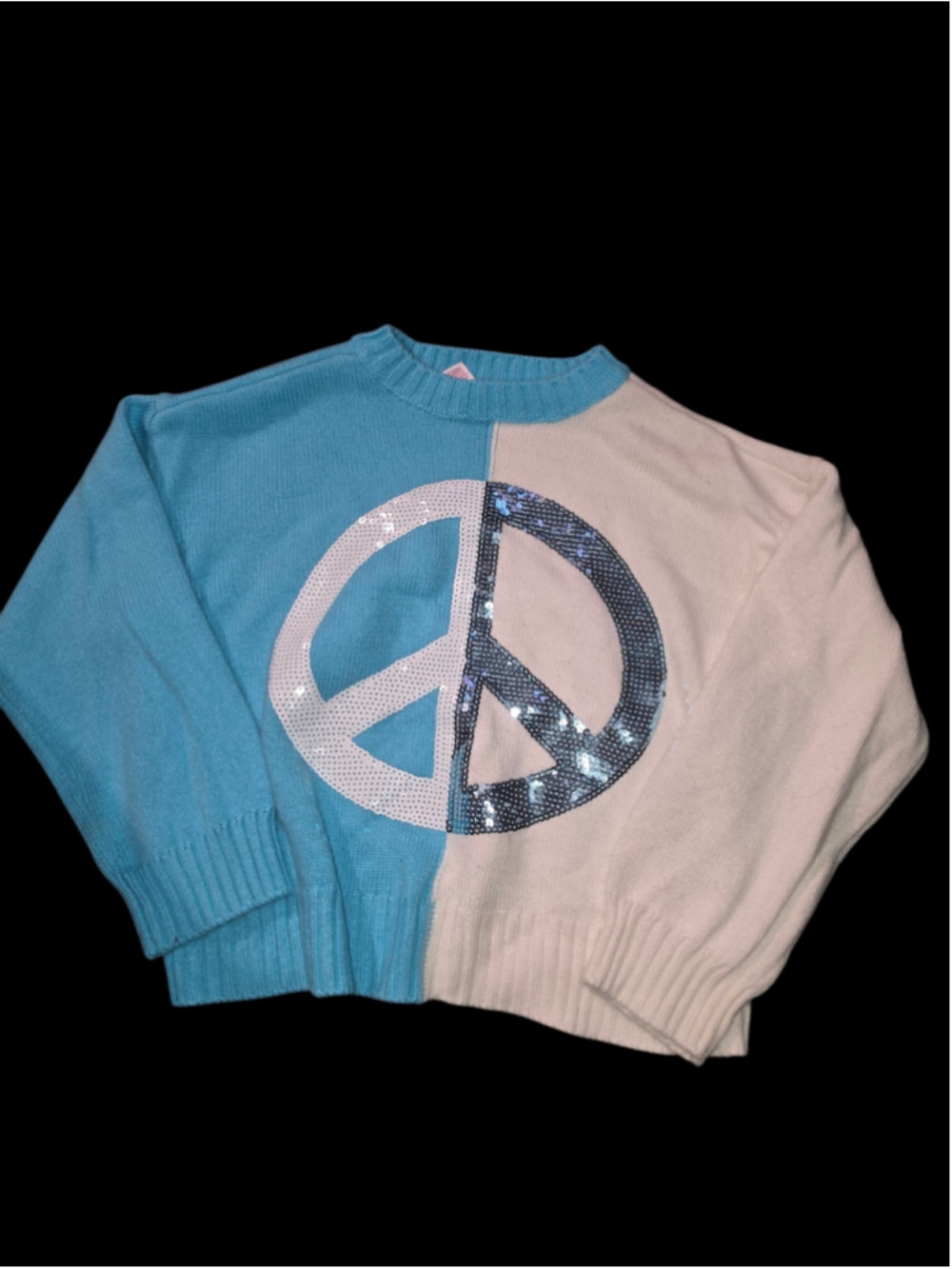 9/8/144. Girls Justice Peace Sign Sequin Sweater